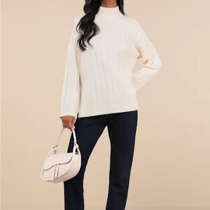 Cream Ribbed Sweater